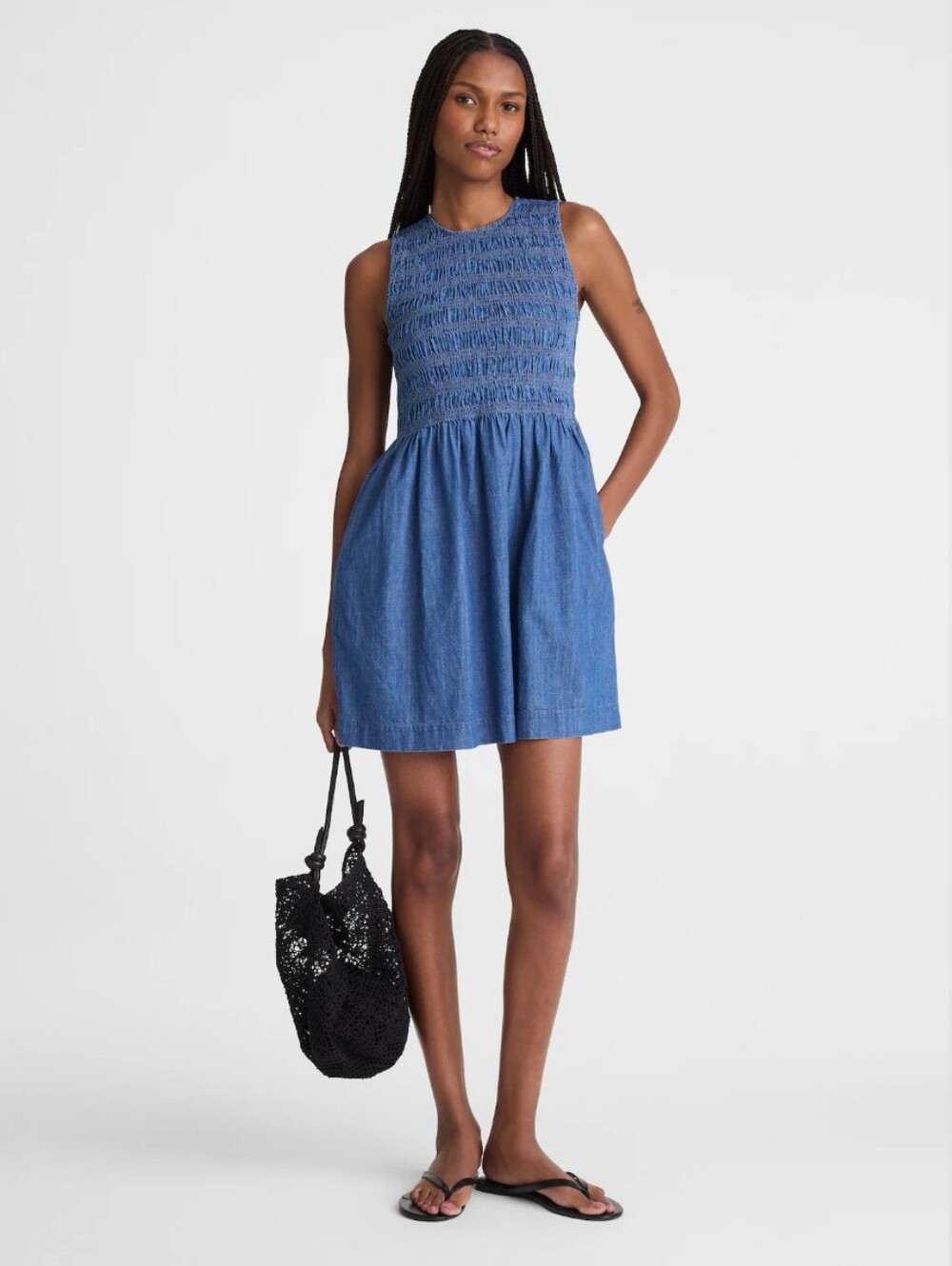 Madewell The Denim Melody Smocked Mini Dress OA010 Size XS